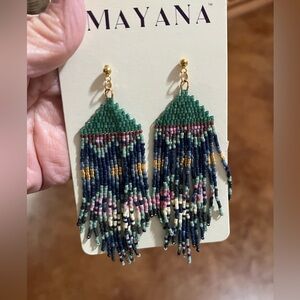 Mayana Beaded Handwoven Huipil
Fringe Earrings- Galactic Dream
NWT. Boho vibes